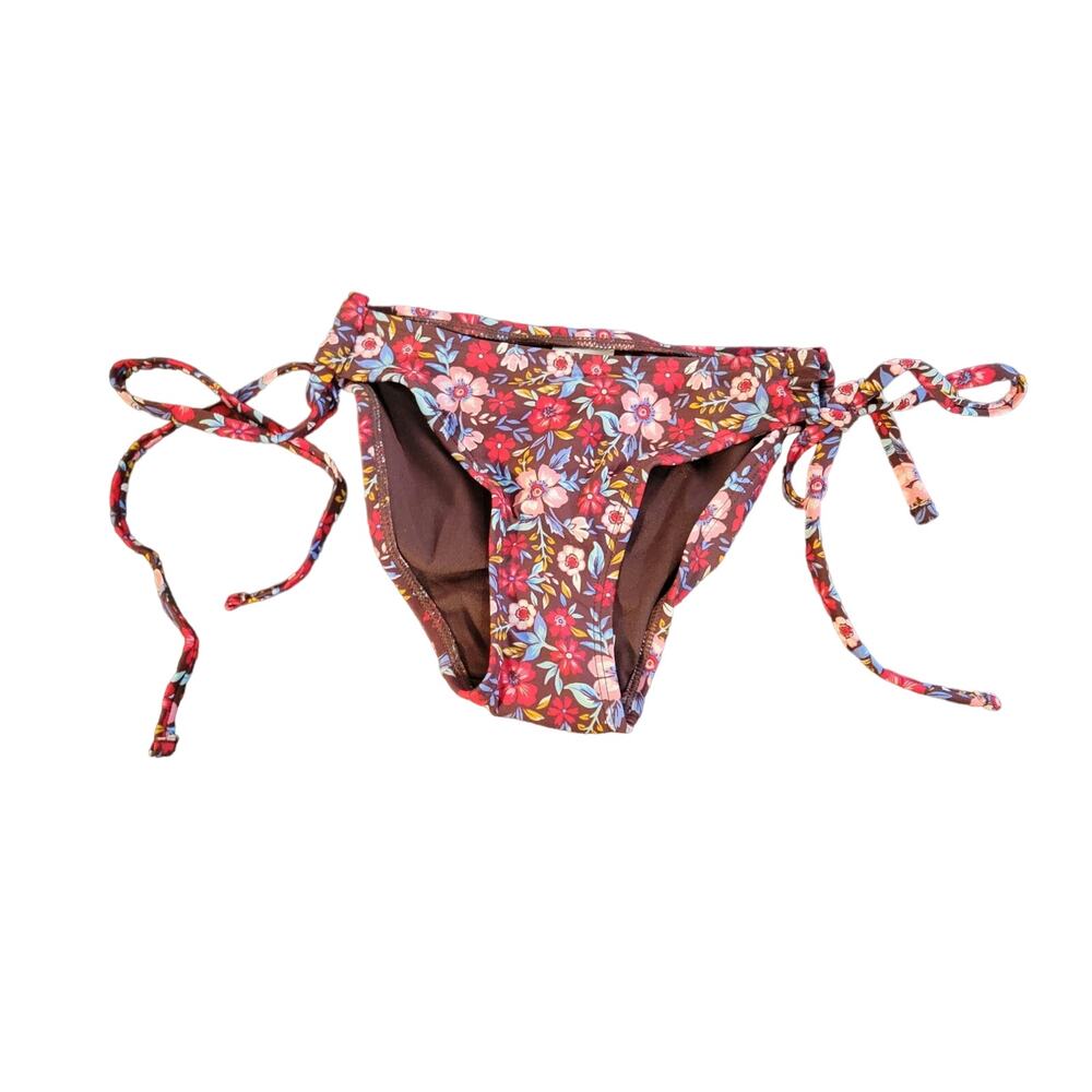 Xhilaration XS hipster brown/red floral bikini bathing suit bottom